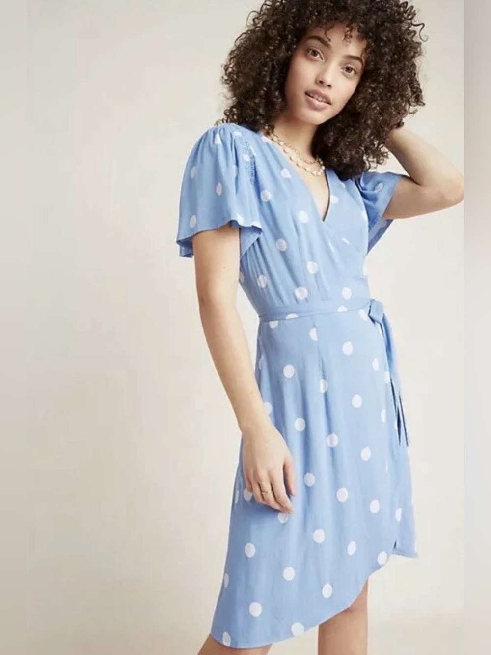 NWT SZ S PAIGE Dusty Blue Arlyn Wrap Dress